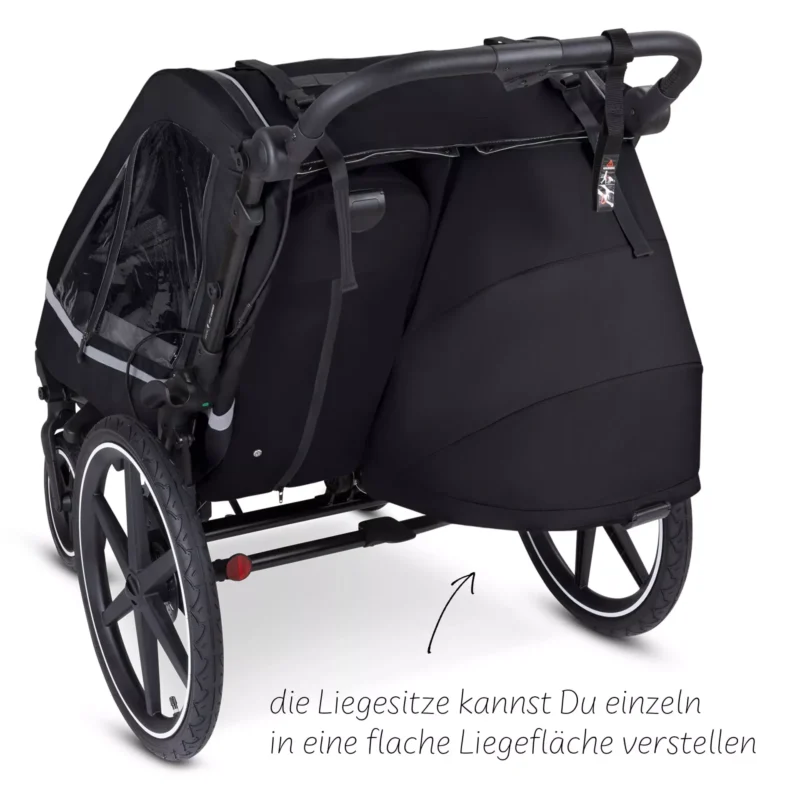 Fahrradanhänger Tour mit 2 Komfortsitzen und Lufträdern - Black – Bild 10